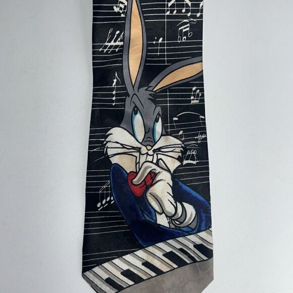 Vintage Looney Tunes Tie Bugs Bunny with Music Notes and Keyboard - Picture 1 of 7